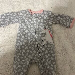 Carter's Floral Gray Unicorn Footie